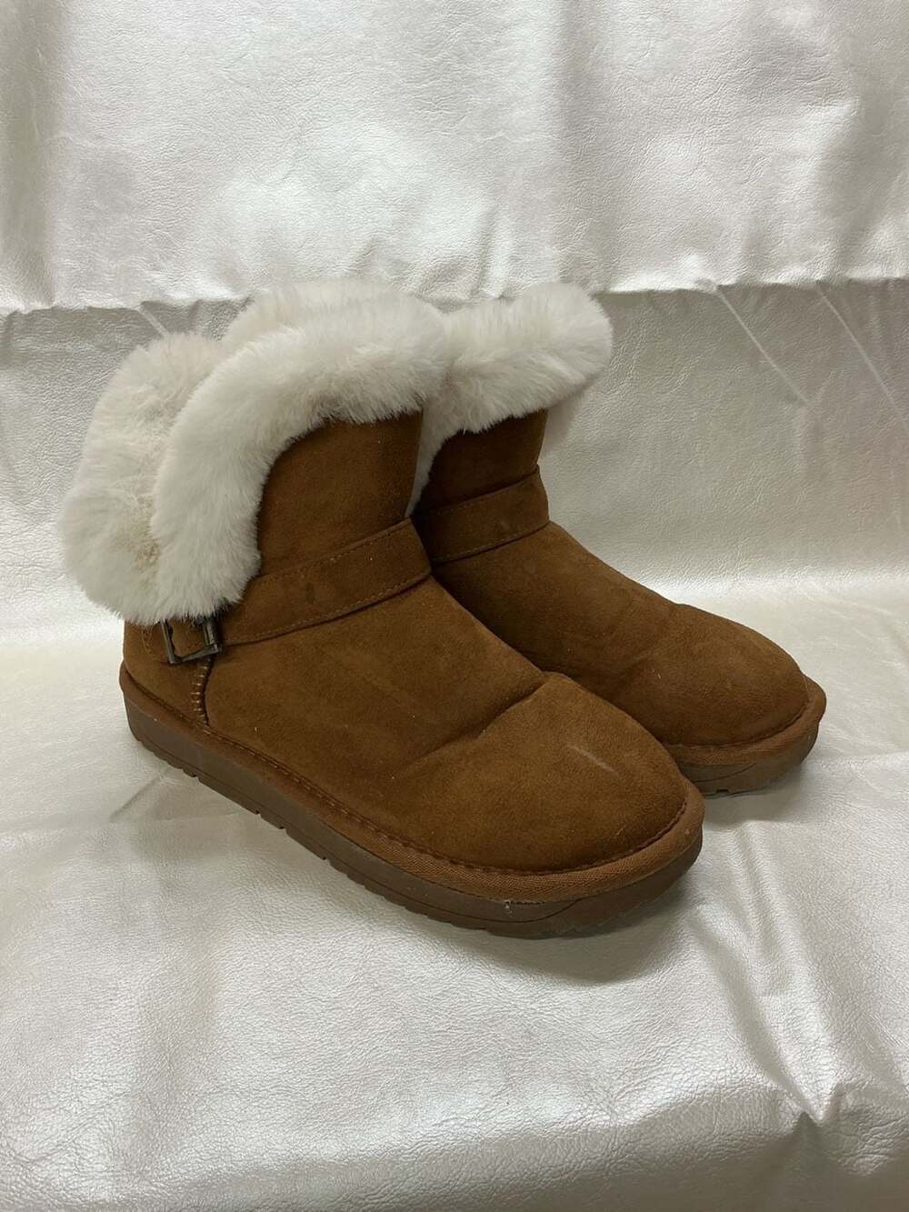Jessica Cline Faux Fur Lined Buckle Detail Ankle Boots
